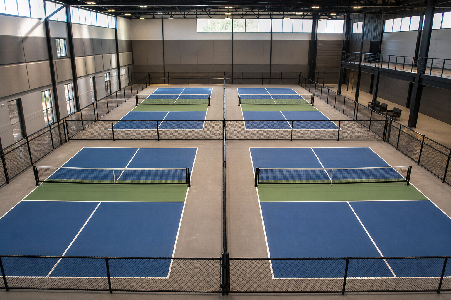 Indoor pickleball courts at a premium private racquet club